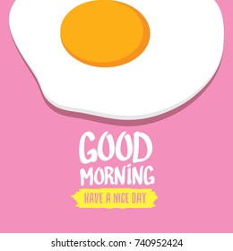 Fried Egg vector illustration. good morning concept. breakfast fried chicken egg with a orange yolk in the center of the fried egg flat laying on pink background. top view
