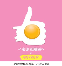 Fried Egg vector illustration. good morning concept. breakfast fried chicken egg with a orange yolk in the center of the fried egg flat laying on pink background. top view