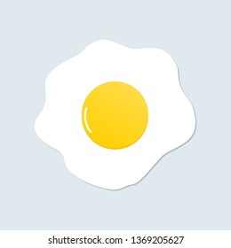 Fried egg. Vector illustration isolated in flat style on blue background. Fried egg sign icon symbol.
