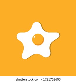 fried egg vector illustration on orange background