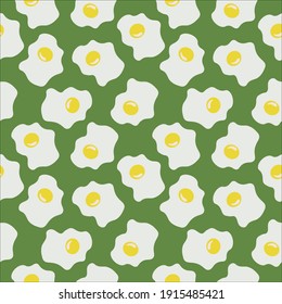 Fried egg vector illustration. Seamless pattern with fried eggs. Egg vector background. sunny side up eggs illustration. Easter eggs seamless pattern. 