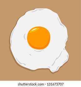 Fried Egg Vector Illustration. Sunny Side Up isolated on brown background.