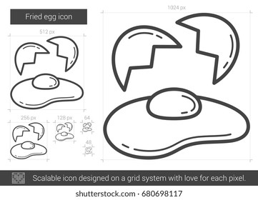 Fried egg vector line icon isolated on white background. Fried egg line icon for infographic, website or app. Scalable icon designed on a grid system.