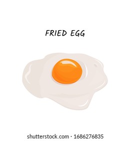 Fried egg vector meal illustration. Isolated on white background.