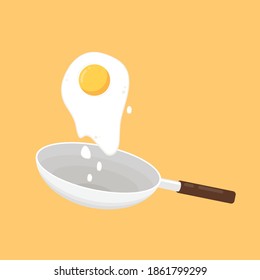 Fried egg vector. Fried egg on a pan vector.