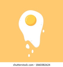 Fried egg vector. Fried egg on yellow background.