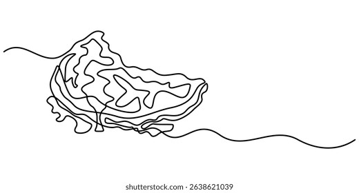 Fried egg vector one line continuous drawing illustration. Hand drawn linear silhouette icon. Minimal design element for print, banner, greeting card, brochure, menu, logo. Food, snack, meal. 