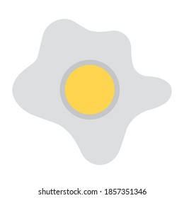 Fried egg vector style, breakfast in flat icon 
