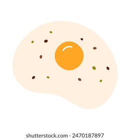 Fried egg. Egg yolk omelette. Tasty breakfast food. Vector illustration in cartoon style. Isolated on white background