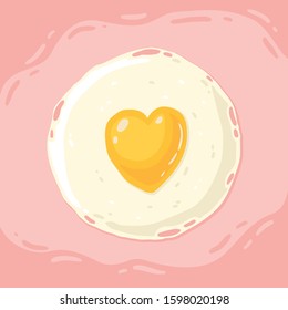 Fried egg with yolk in the shape of herat