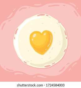 Fried egg with yolk in the shape of herat