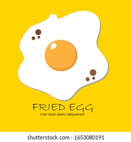 Fried egg for your simply breakfast. Vector illustration.
