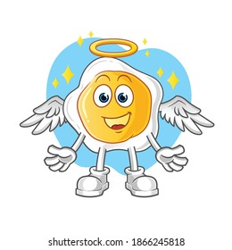 fried eggs angel and wings vector  cartoon character