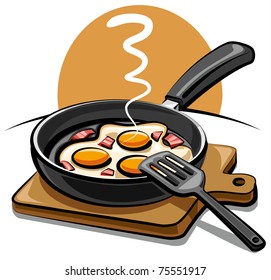 fried eggs with bacon