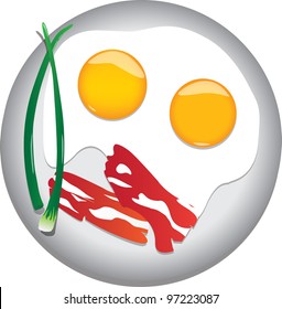fried eggs with bacon and onions