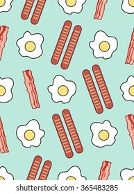 fried eggs bacon sausage pattern