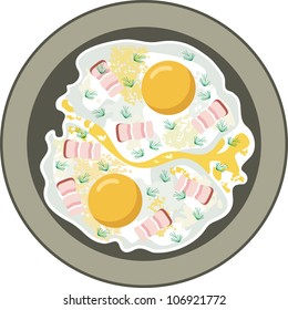 Fried eggs with bacon. vector