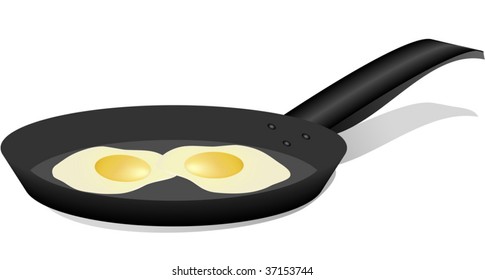 Fried eggs in black griddle