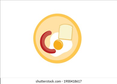 Fried Eggs and Bread Vector Illustration