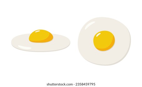 Fried eggs. Breakfast concept. Isolated on white background. Flat design.
