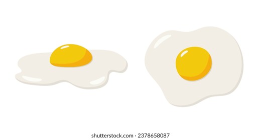 Fried eggs. Breakfast concept. Vector illustration. Isolated on white background. Flat design.	