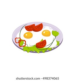 Fried Eggs Breakfast Food Element Isolated Icon