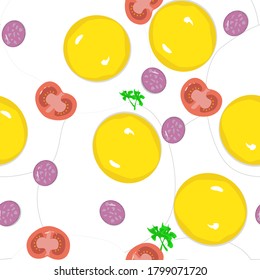 Fried eggs breakfast seamless pattern