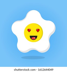 fried eggs cartoon, with an expression of falling in love
