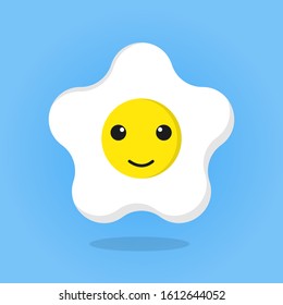fried eggs cartoon, with a smiling expression