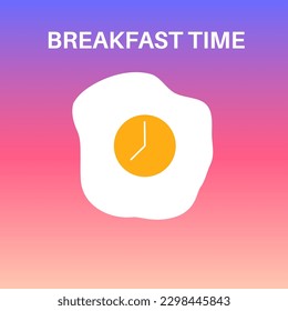 Die Kochzeit der frittierten Eier. Verschiedene Mahlzeiten als Ei. Weiche, sonnige Seite, mittel und hart, 3, 5 und 7 Minuten. Einfaches Frühstücksbuffet. Morgenernährung auf Küche oder Restaurant, Vektorgrafik