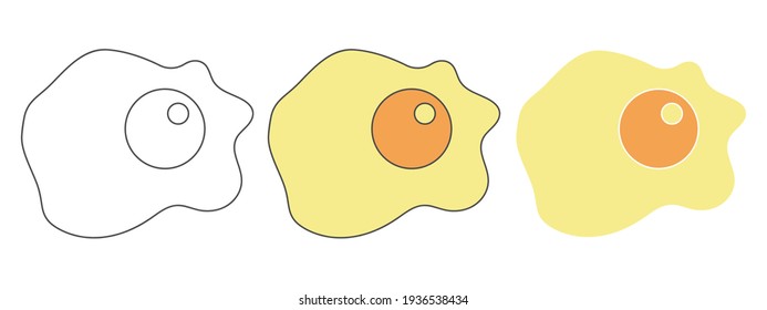 gefrierte Eier Design, Vektorgrafik. handgezeichneter Cartoon. schwarz-weißer Umriss