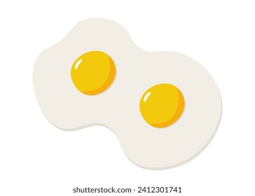  Fried eggs with double yolks. Vector illustration. Flat design.