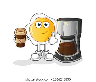 ejemplo de café con huevos fritos. vector de caracteres