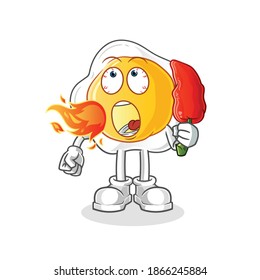 fried eggs eat hot chilie mascot. cartoon vector