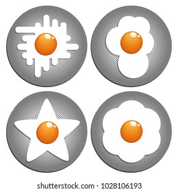 Fried eggs. Figured fried eggs on the pan. Vector illustration. Eps 10