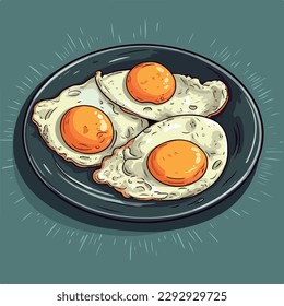 ilustración vectorial plana de huevos fritos. dibujo manual de huevos fritos ilustración vectorial aislada
