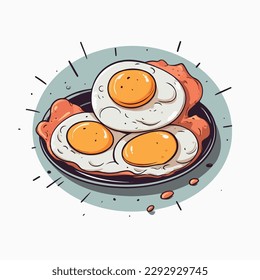 fried eggs flat vector illustration. fried eggs hand drawing isolated vector illustration