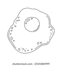 Gebratene Eier Nahrungsmittelelement einfache Umrisse, handgezeichnete Illustration, traditionelle Frühstücksschale Quelle von Protein und Vitalkraft, gesunde Bio-Diät-Mahlzeit, perfekt für Menü, Poster, Lebensmittel-Etikette