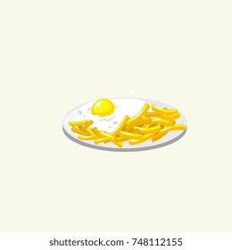 fried eggs and fries