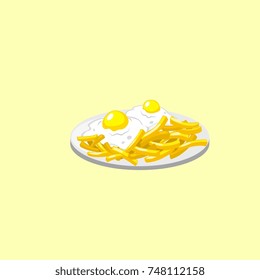 fried eggs and fries