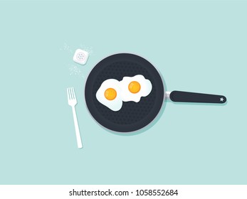Fried eggs in a frying pan