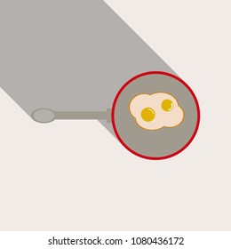 fried eggs in a frying pan and egg in the background illustration vector