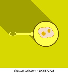 fried eggs in a frying pan and egg in the background illustration vector