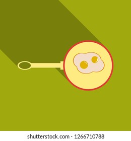 fried eggs in a frying pan and egg in the background illustration vector