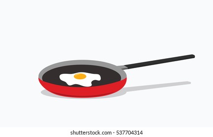 fried eggs in a frying pan and egg shell in the background illustration vector