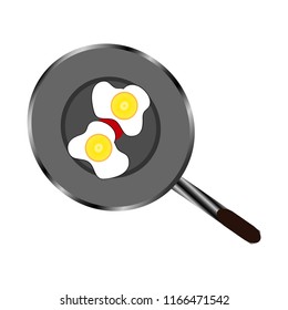 
Fried eggs in a frying pan. Flat design.