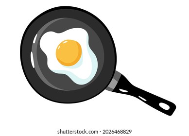 Huevos fritos en una sartén de estilo plano. Ilustración vectorial.