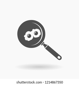 Fried Eggs in frying pan Icon Illustration silhouette.
