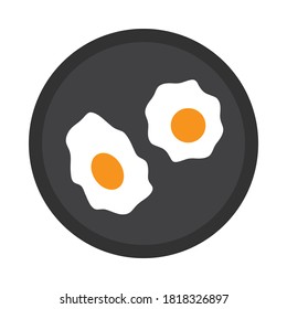 Huevos fritos en una sartén, aislados en fondo blanco, ilustración vectorial.