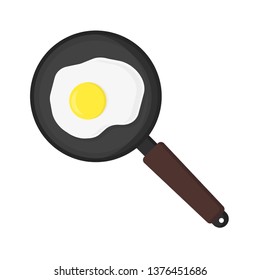 fried eggs in frying pan on white background, vector